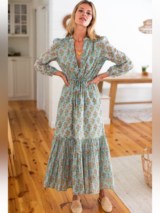 Emerson Fry Dresses & Skirts - Emerson Fry Frances Dress in Harper Print Size Small Block Printed Maxi Boho